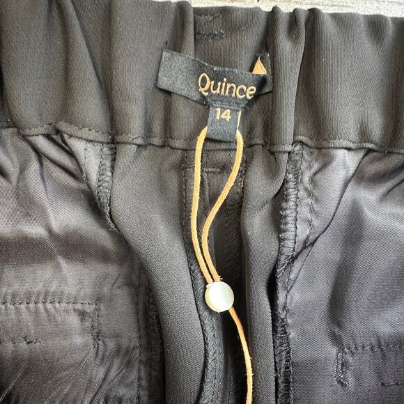 NWOT Quince Stretch Crepe Pleated Wide Leg Pants Black 14 - Picture 7 of 14